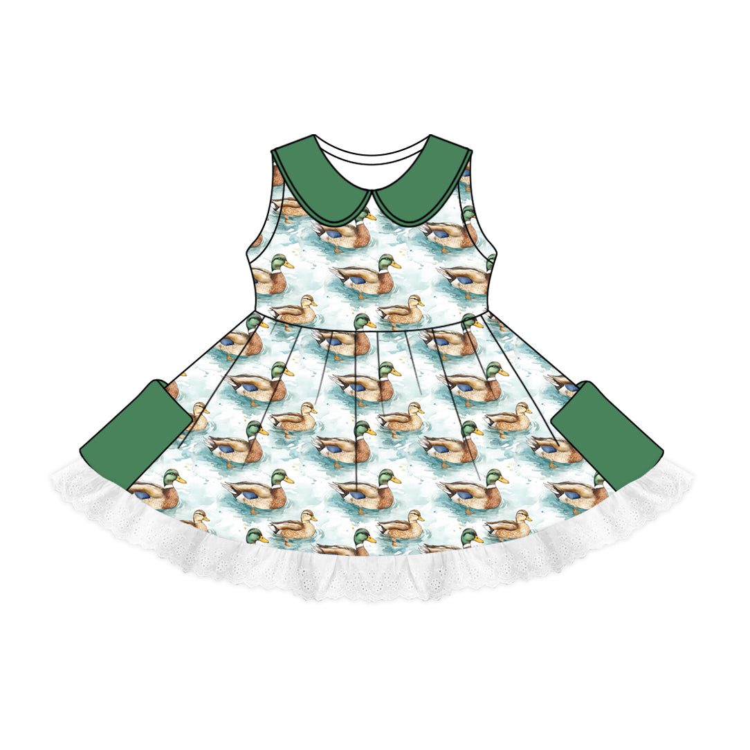 no moq GSD1851 pre-order baby girls clothes duck sleeveless dress-2025.1.4