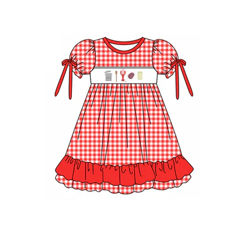 no moq GSD1857 pre-order baby girls clothes crayfish short sleeve dress-2025.1.7