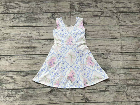 no moq GSD1864 pre-order baby girls clothes yoga bow floral sleeveless dress