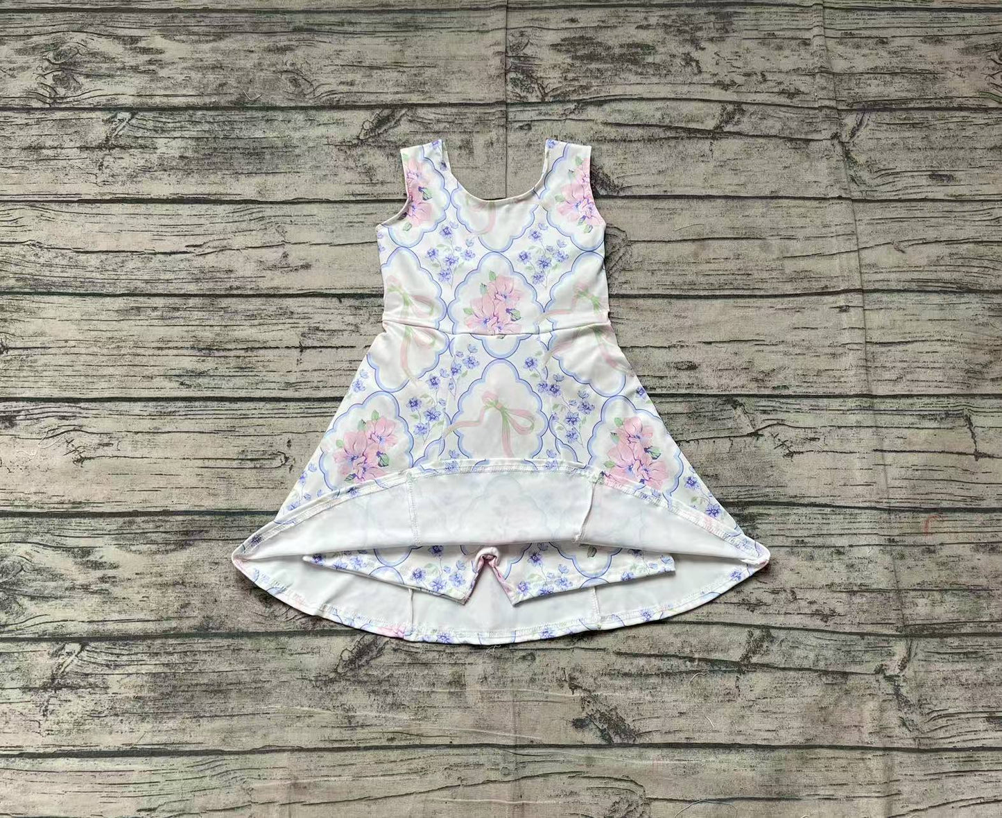 no moq GSD1864 pre-order baby girls clothes yoga bow floral sleeveless dress