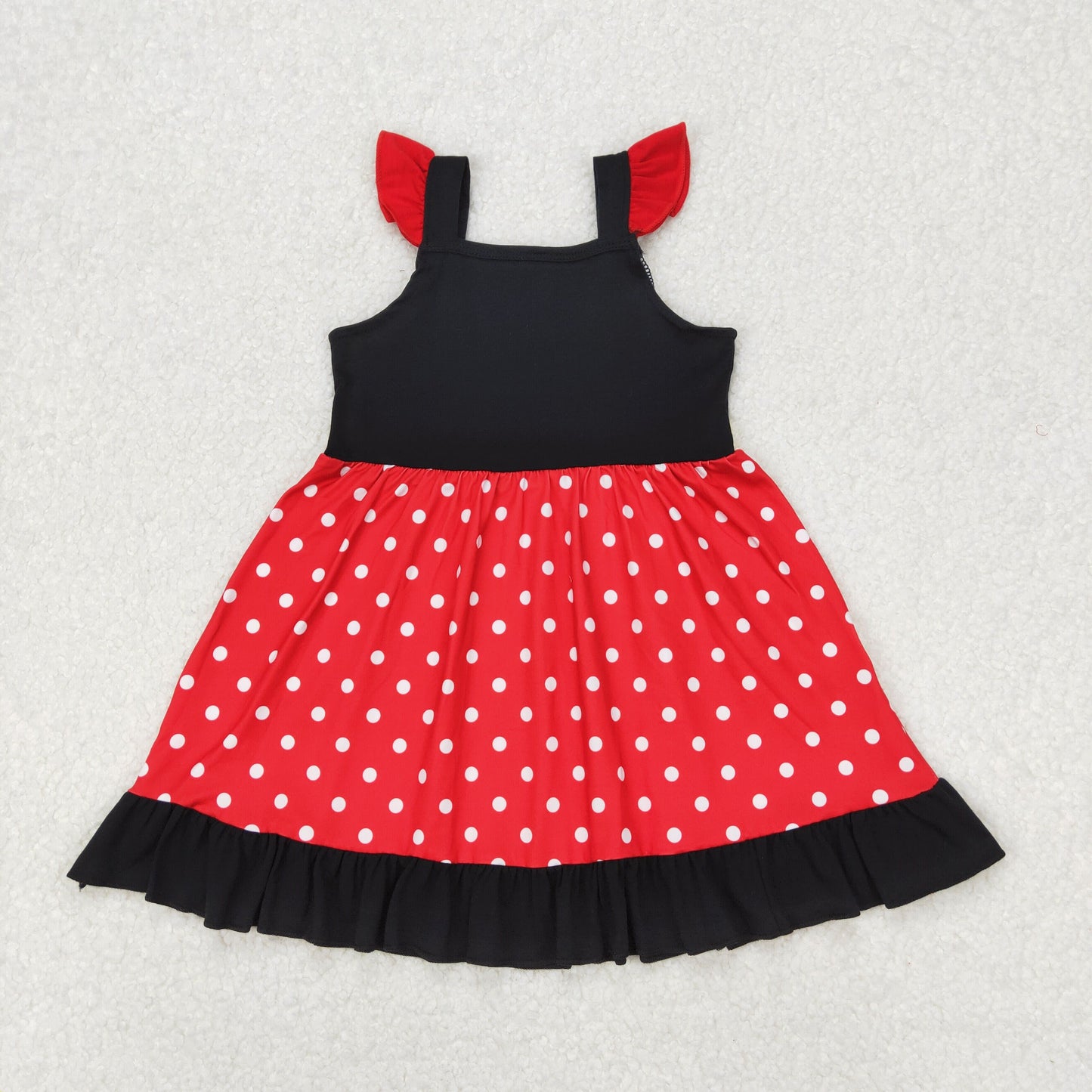 RTS NO MOQ ETA 5/7days Arrived GSD1878 Cartoon role play white lace polka dot red and black flying sleeve dress