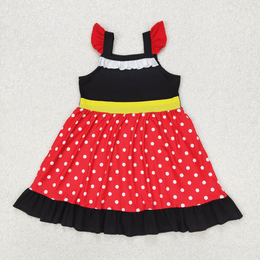 RTS NO MOQ ETA 5/7days Arrived GSD1878 Cartoon role play white lace polka dot red and black flying sleeve dress