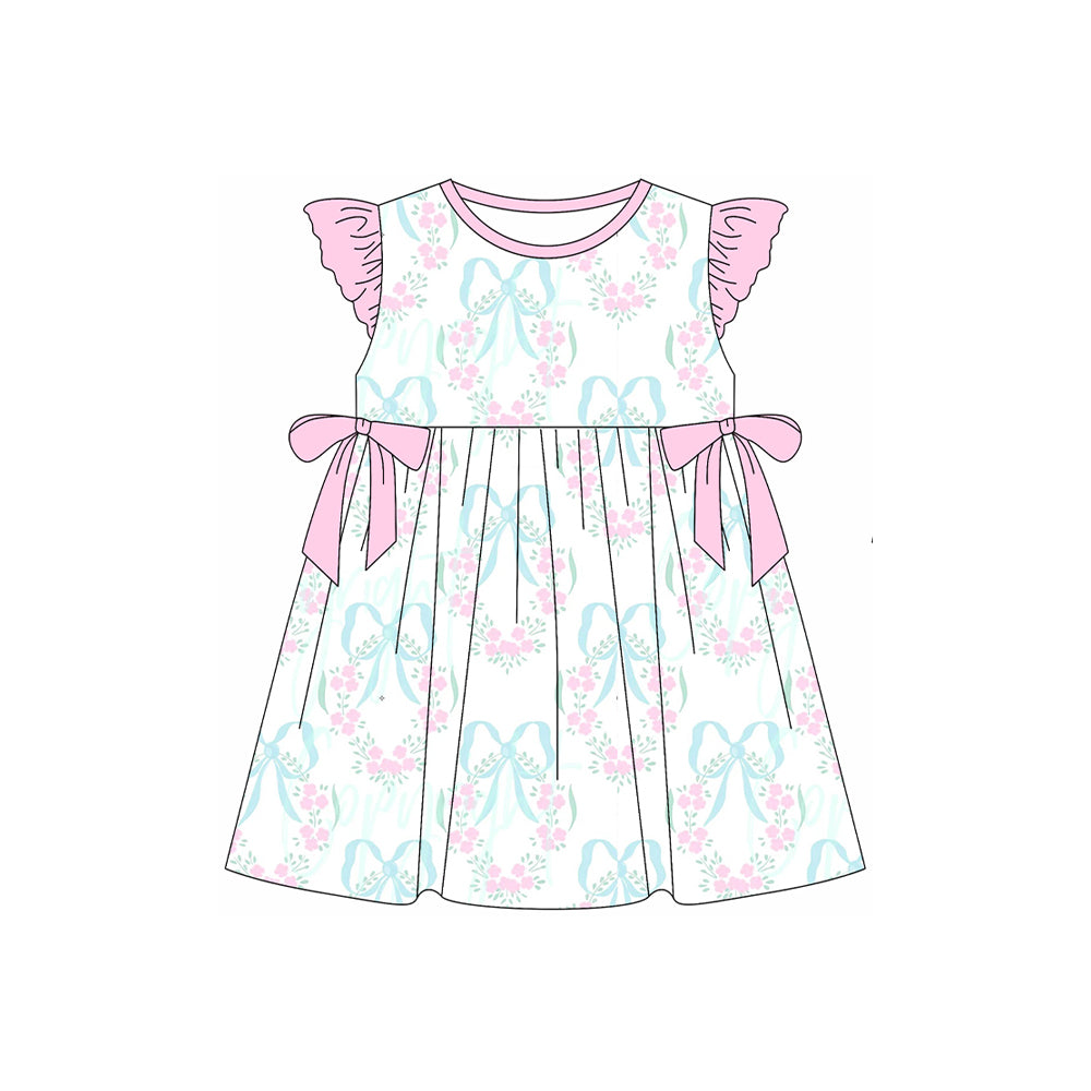 no moq GSD1884 pre-order baby girls clothes floral bow sleeveless dress-2025.1.10