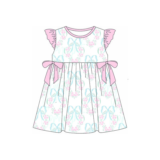 no moq GSD1884 pre-order baby girls clothes floral bow sleeveless dress-2025.1.10