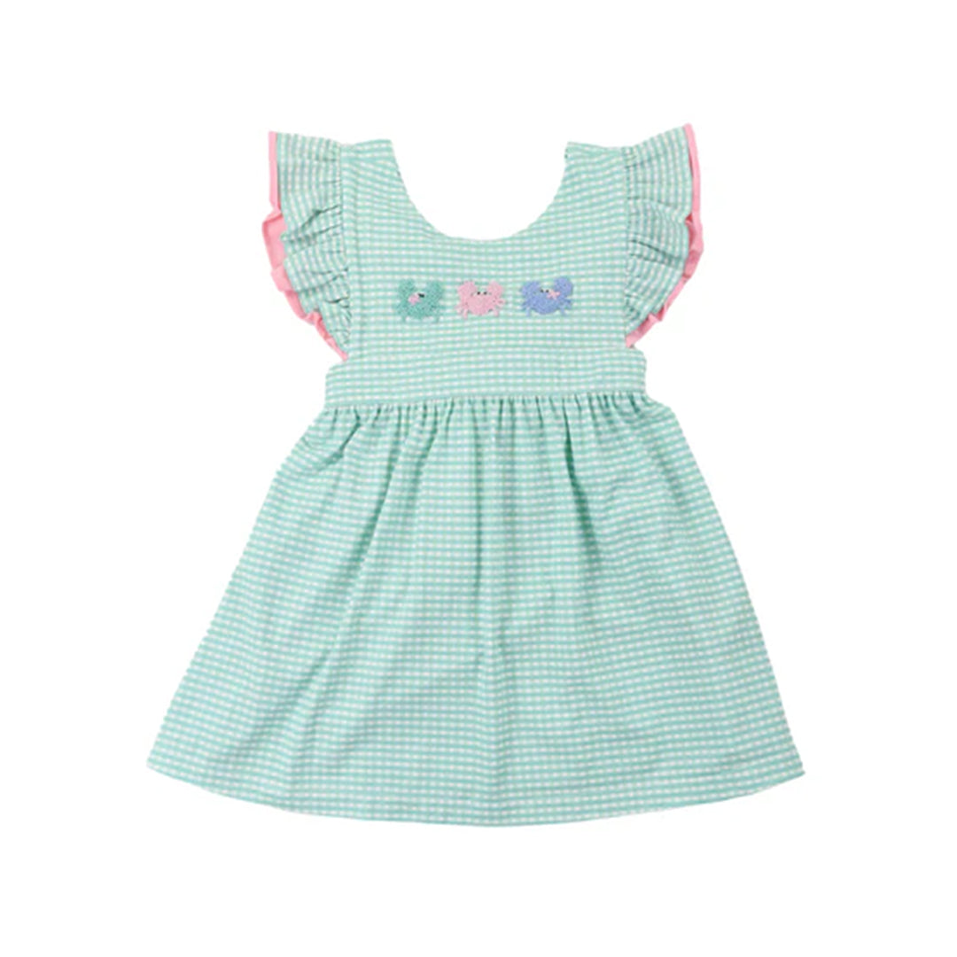 no moq GSD1905 pre-order baby girls clothes crab sleeveless dress-2025.1.13