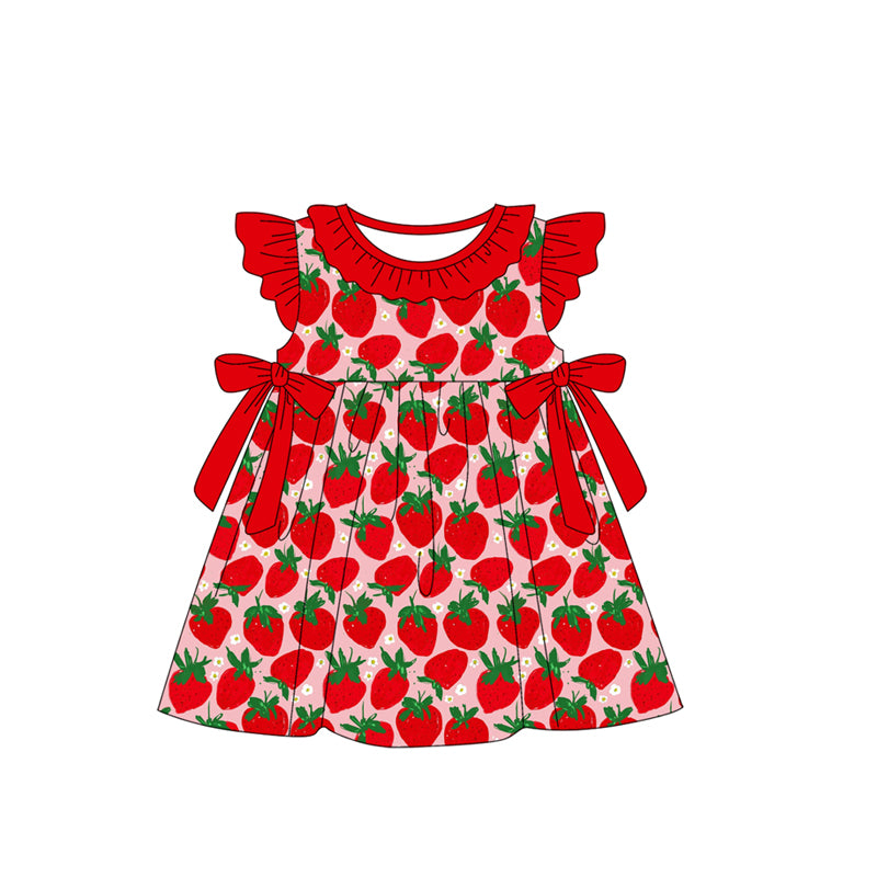 no moq GSD1910 pre-order baby girls clothes strawberry sleeveless dress-2025.1.14