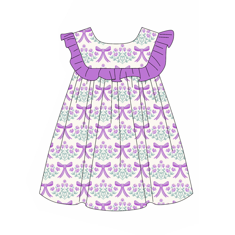 no moq GSD1919 pre-order baby girls clothes bow floral sleeveless dress-2025.1.15