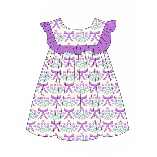 no moq GSD1919 pre-order baby girls clothes bow floral sleeveless dress-2025.1.15