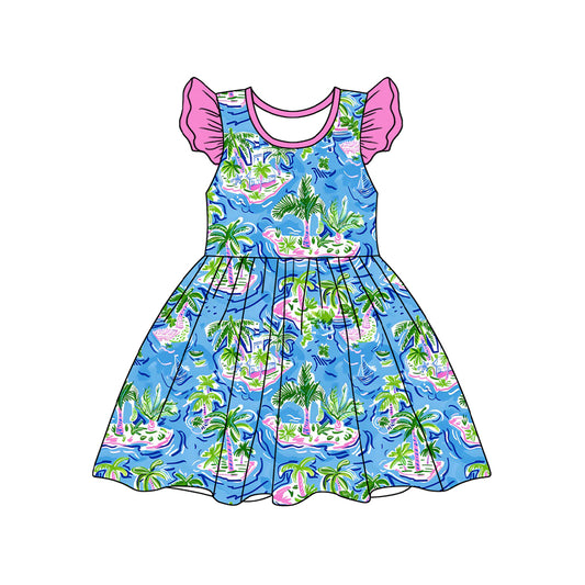 no moq GSD1928 pre-order baby girls clothes flying sleeve dress-2025.1.16