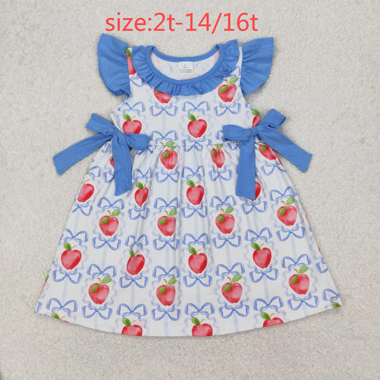 RTS NO MOQ ETA 5/7days Arrived GSD1966 Apple Blue Bow Pattern Lace Flying Sleeve Dress