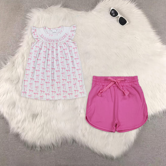 RTS NO MOQ baby girls clothes short sleeve dress shorts sets