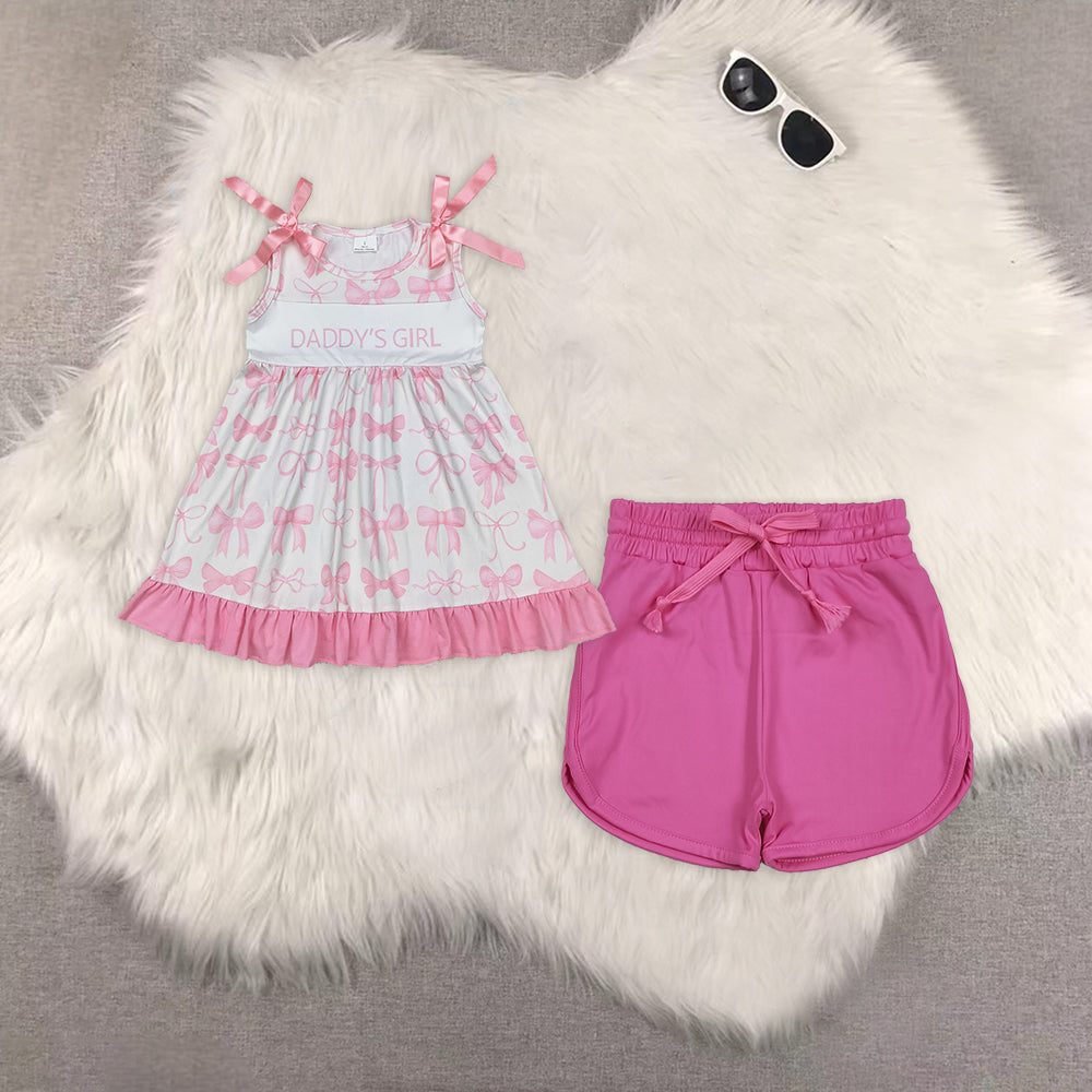 RTS NO MOQ baby girls clothes short sleeve dress shorts sets