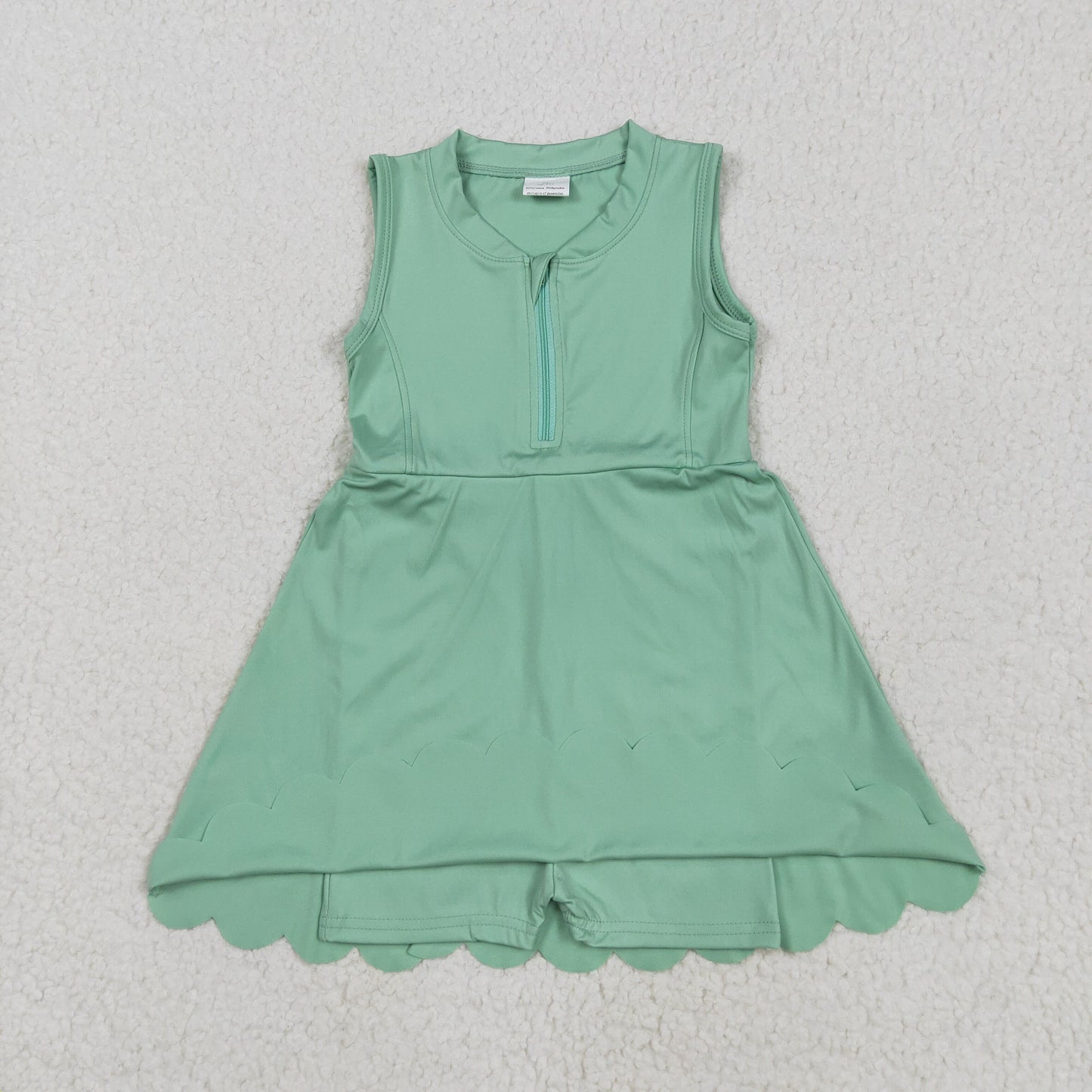 RTS NO MOQ GSD2089 Pure turquoise zippered sleeveless yoga dress