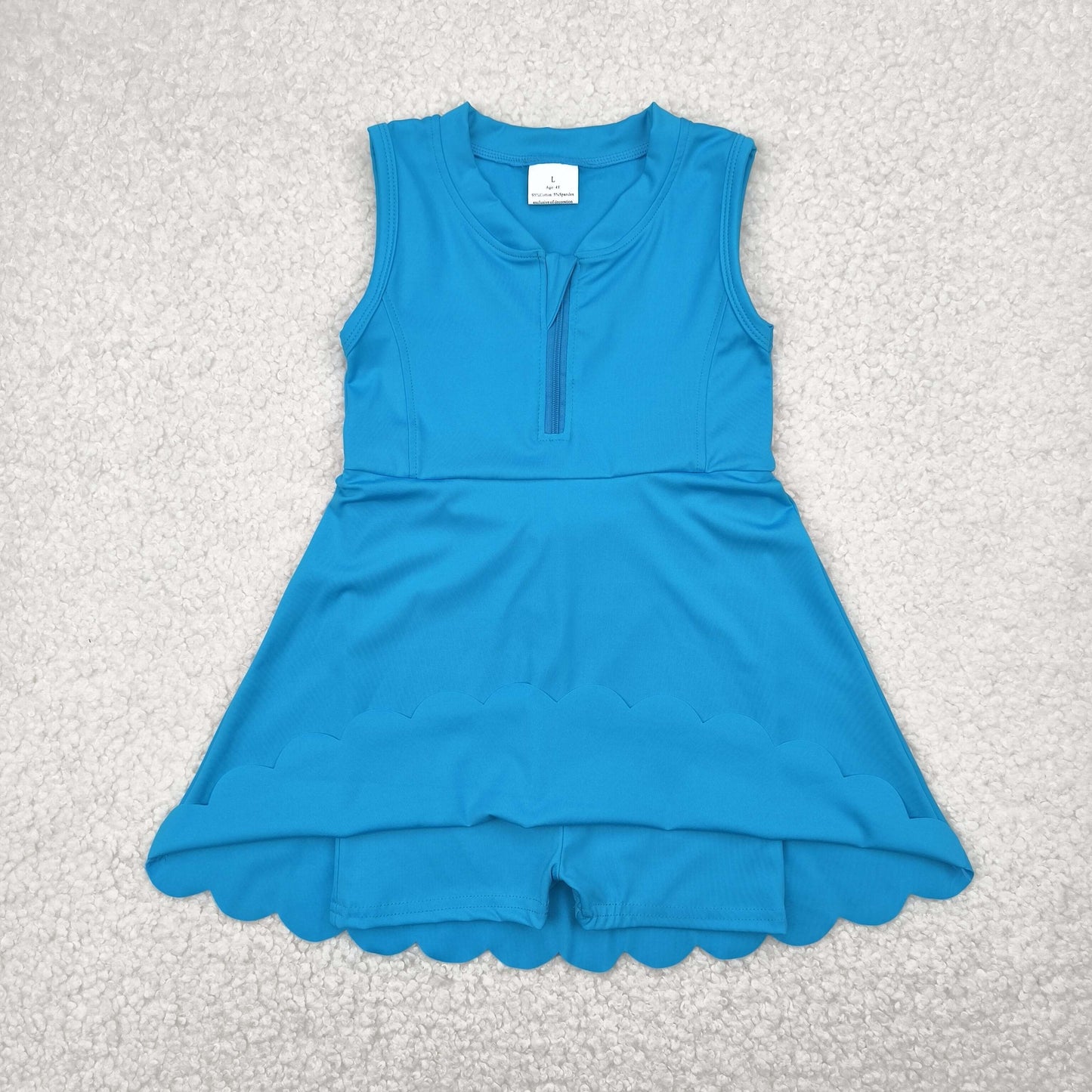 RTS NO MOQ GSD2090 Pure blue zipper yoga sleeveless dress