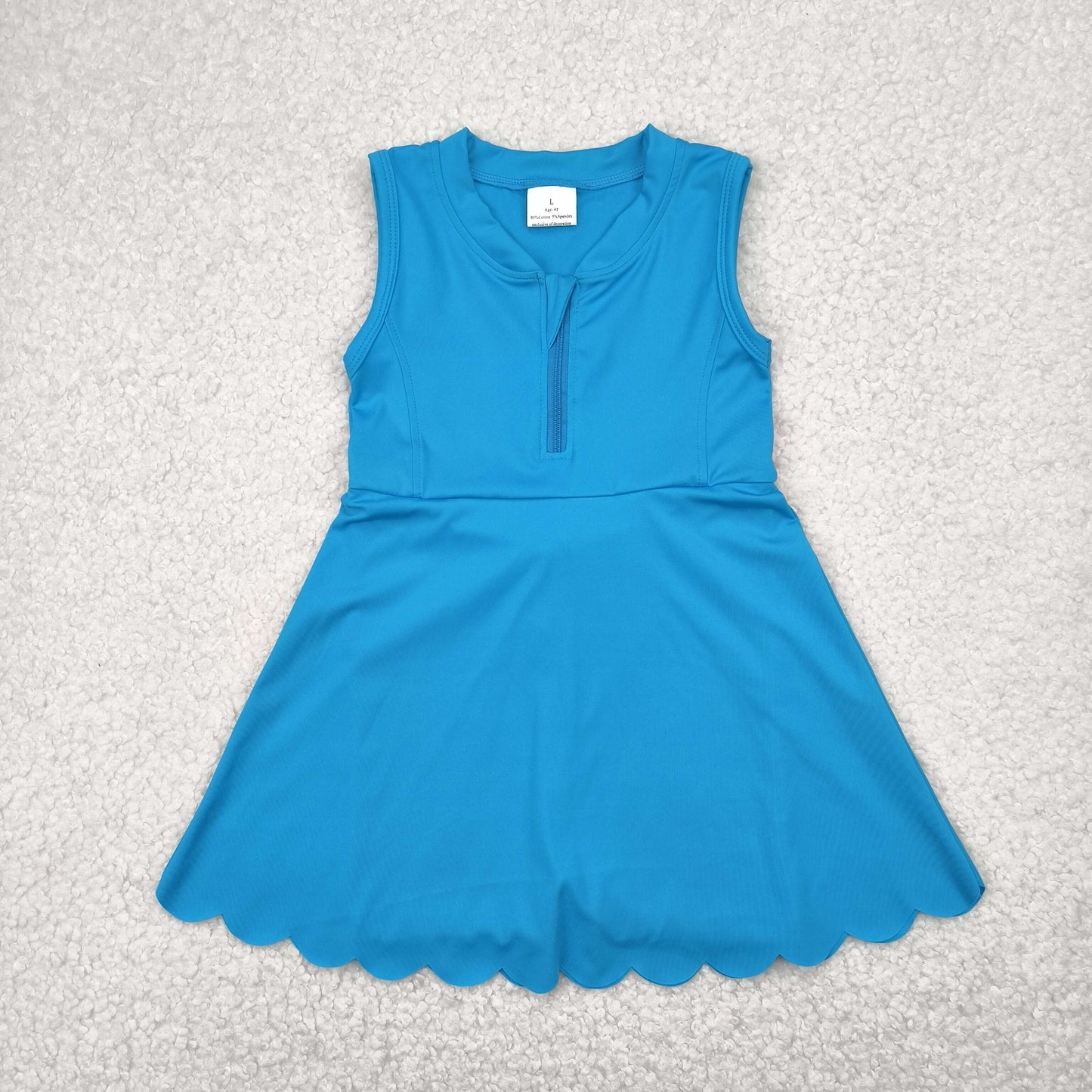 RTS NO MOQ GSD2090 Pure blue zipper yoga sleeveless dress