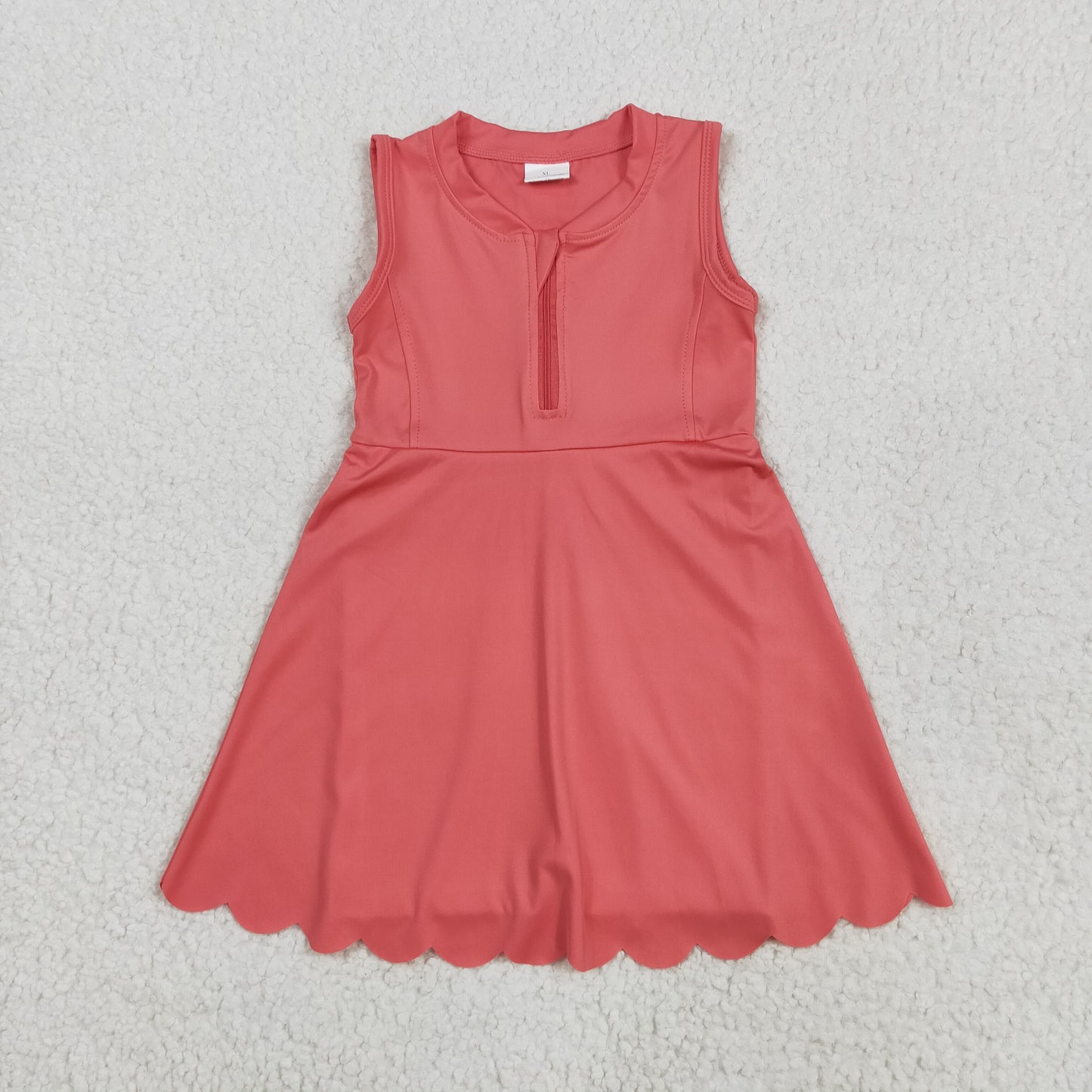 RTS NO MOQ GSD2091 Solid coral red sleeveless zipper yoga dress
