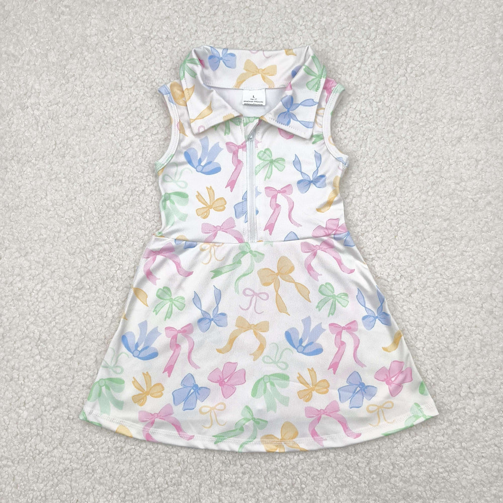 RTS NO MOQ baby girl clothes yoga bow short-sleeved skirt sets