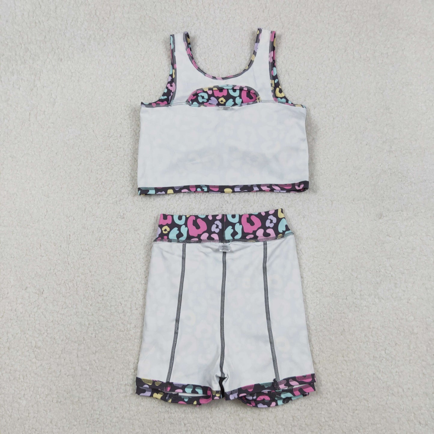 RTS NO MOQ Sibling baby girl clothes yoga leopard short-sleeved skirt sets and dress