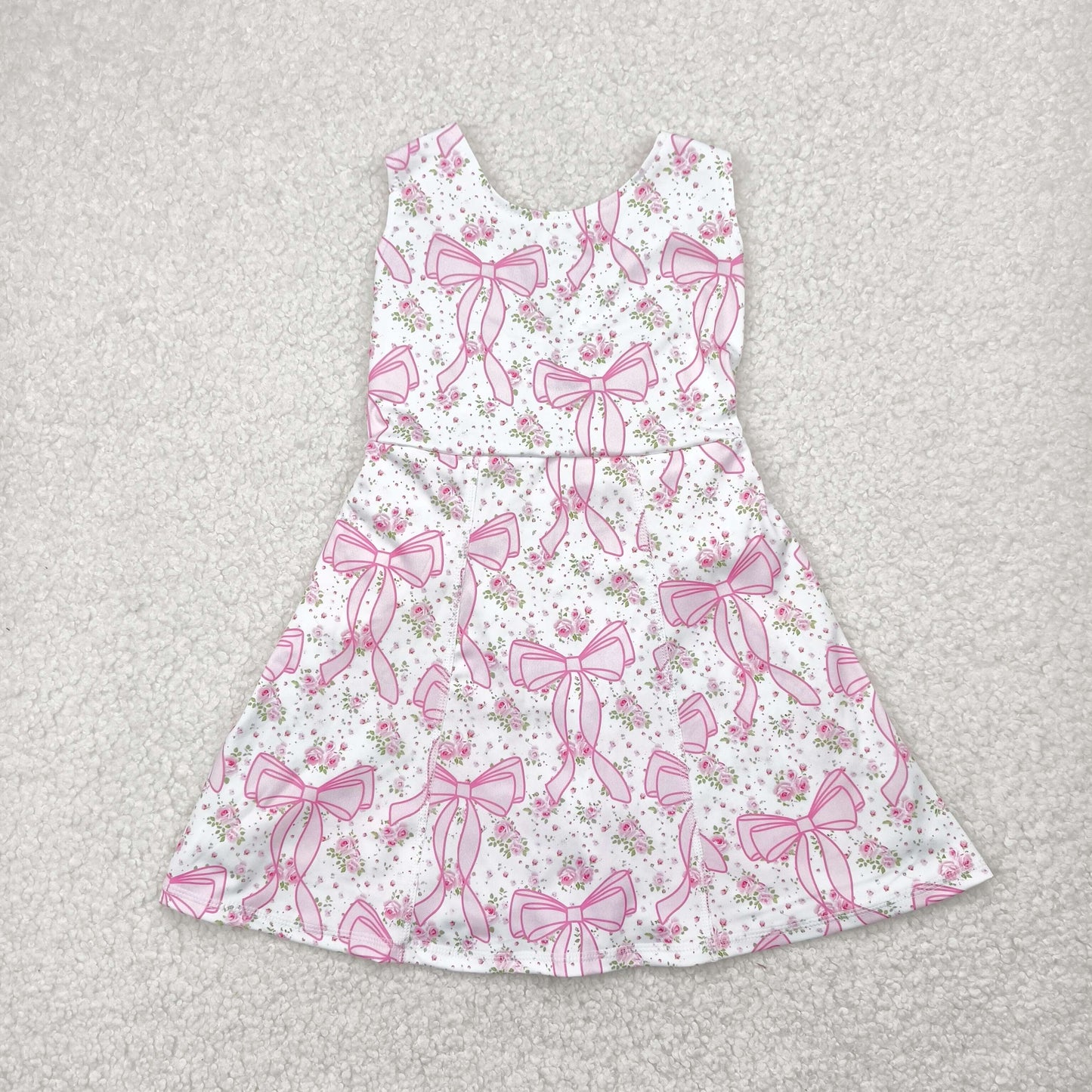 RTS NO MOQ GSD2199 Pink bow pattern flower floral white yoga sleeveless