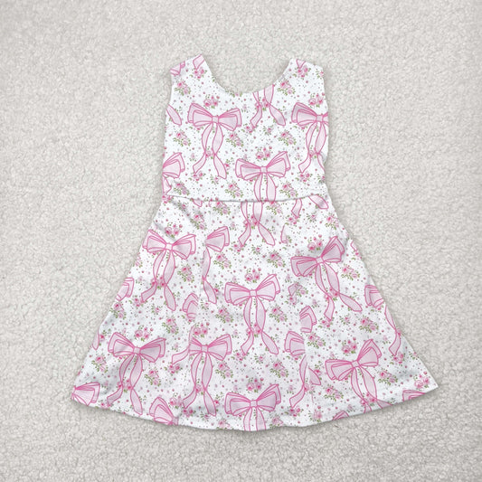 RTS NO MOQ GSD2199 Pink bow pattern flower floral white yoga sleeveless