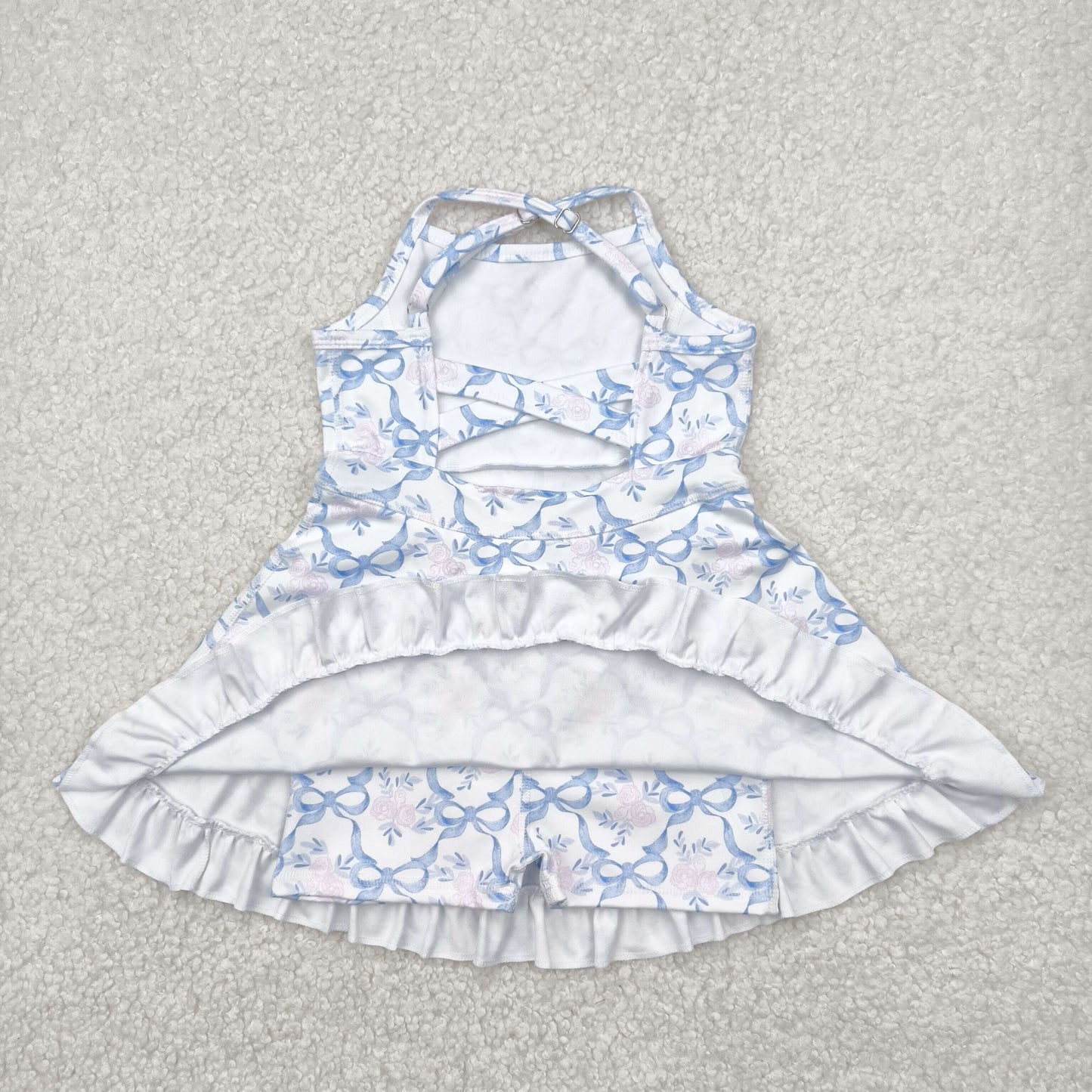 RTS NO MOQ baby girl clothes yoga floral suspender skirt sets-2