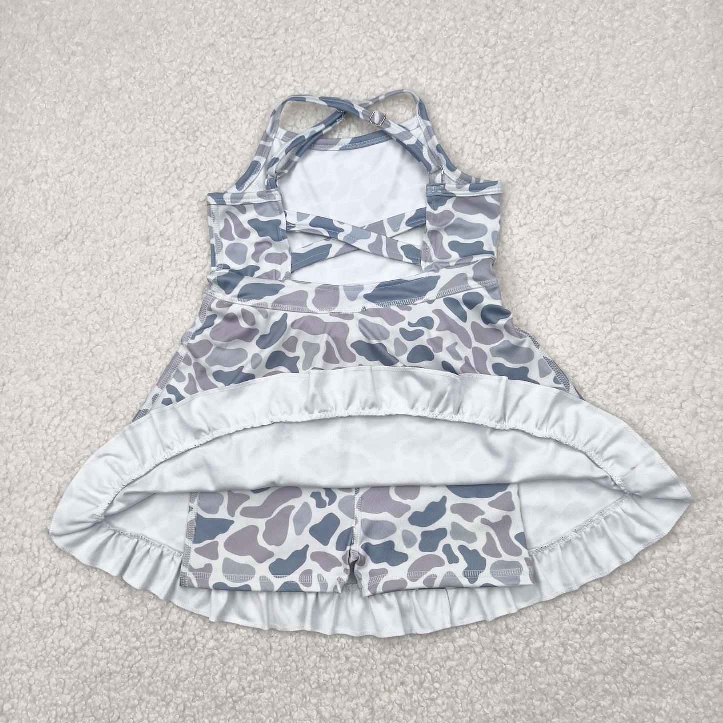 RTS NO MOQ GSD2308 Gray camouflage sleeveless yoga dress