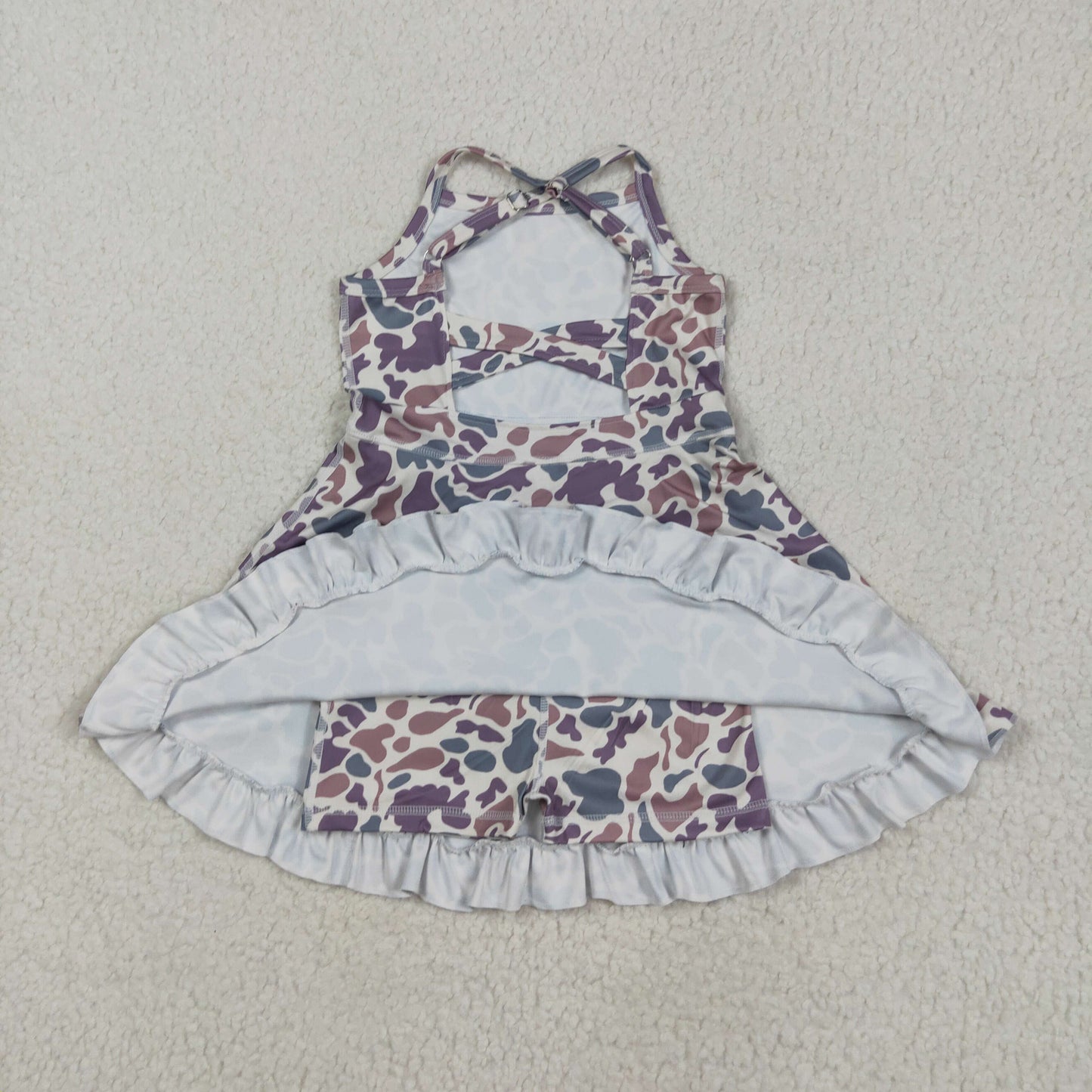 RTS NO MOQ baby girl clothes yoga camouflage suspender skirt sets