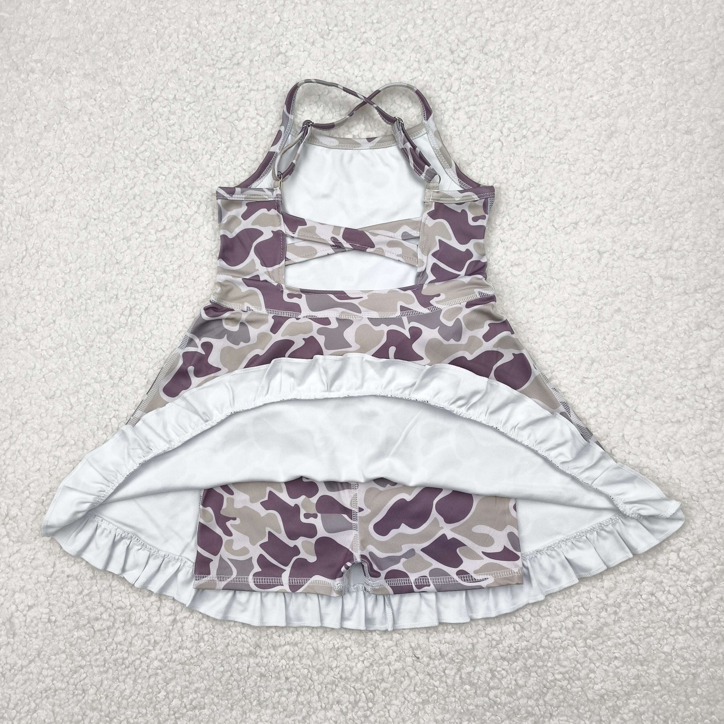 RTS NO MOQ baby girl clothes yoga camouflage suspender skirt sets