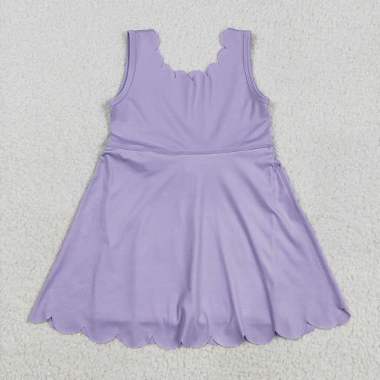 RTS NO MOQ GSD2372 Purple lace yoga sleeveless dress