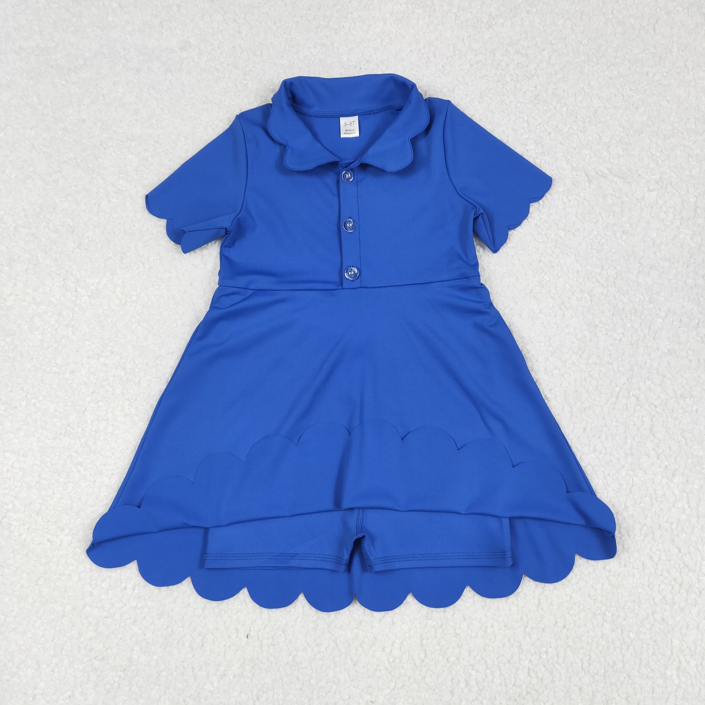 RTS NO MOQ GSD2475 Solid royal blue button short-sleeved yoga dress