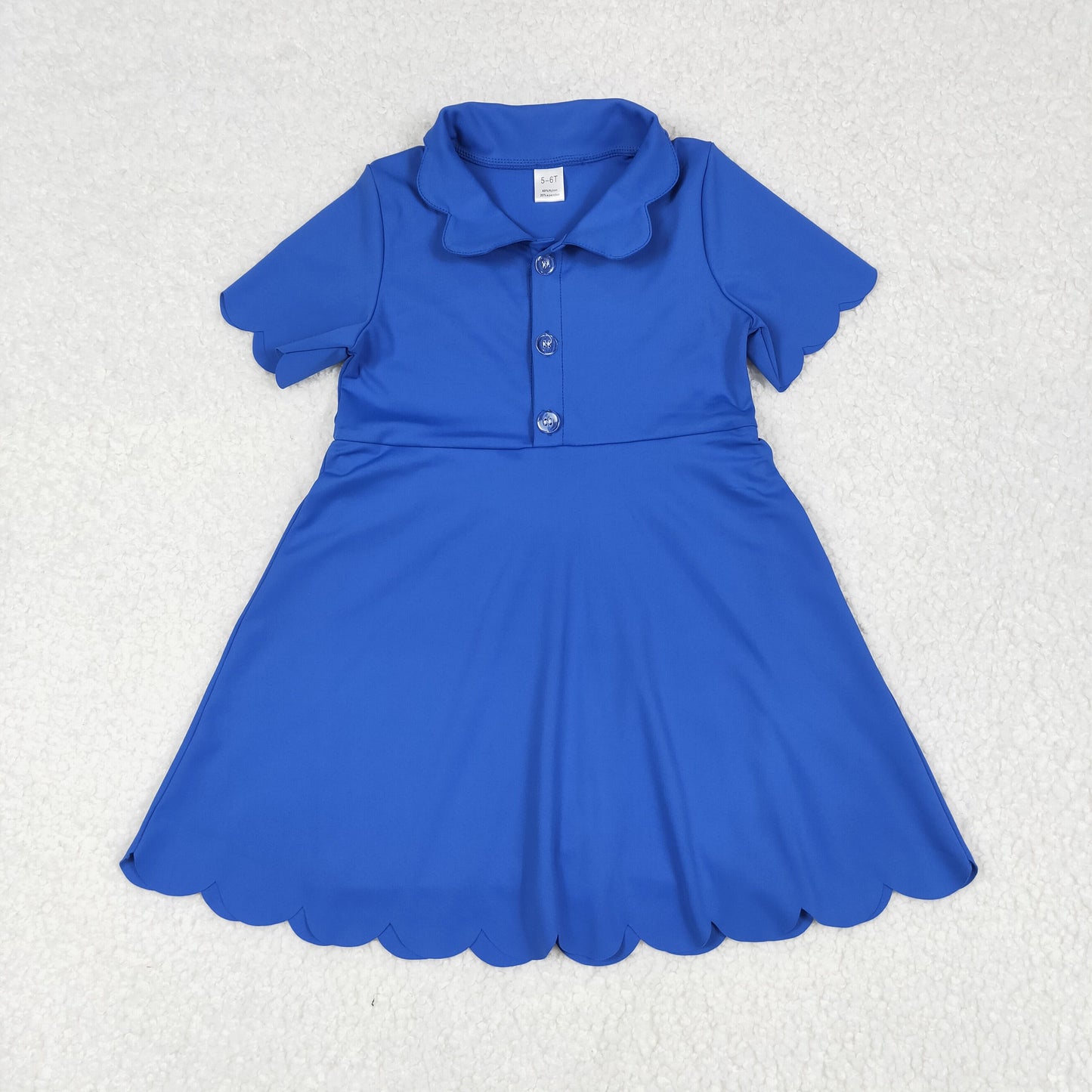 RTS NO MOQ GSD2475 Solid royal blue button short-sleeved yoga dress