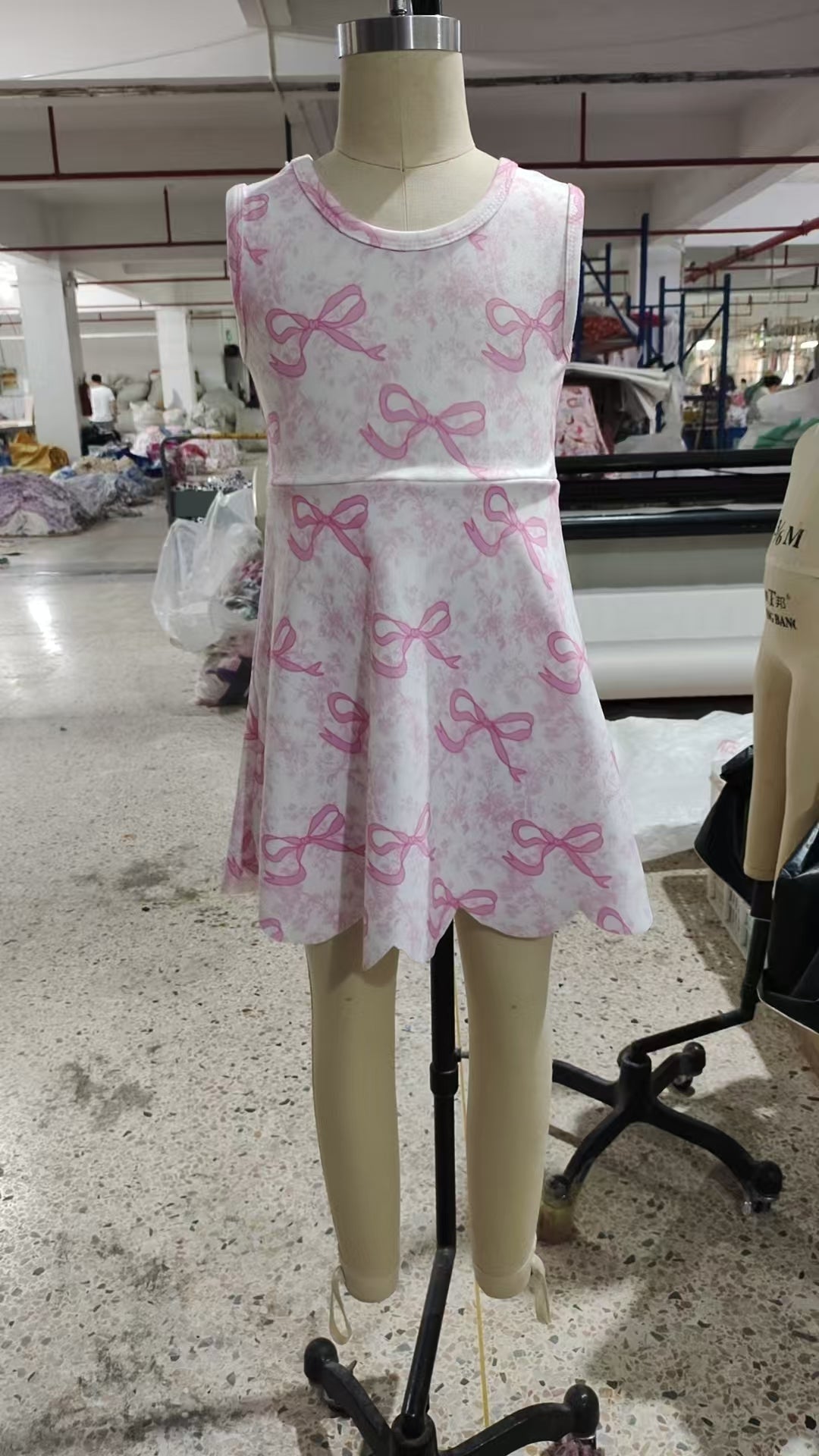 no moq GSD2572 PRE-ORDER baby girl clothes yoga bow floral pink sleeveless dress-2025.5.8