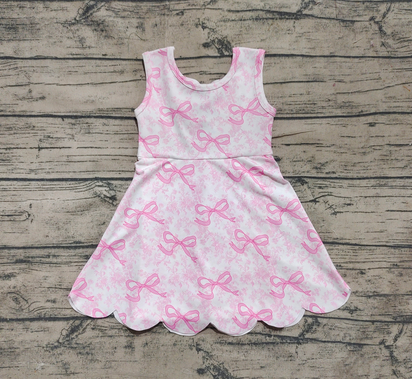 no moq GSD2572 PRE-ORDER baby girl clothes yoga bow floral pink sleeveless dress-2025.5.8