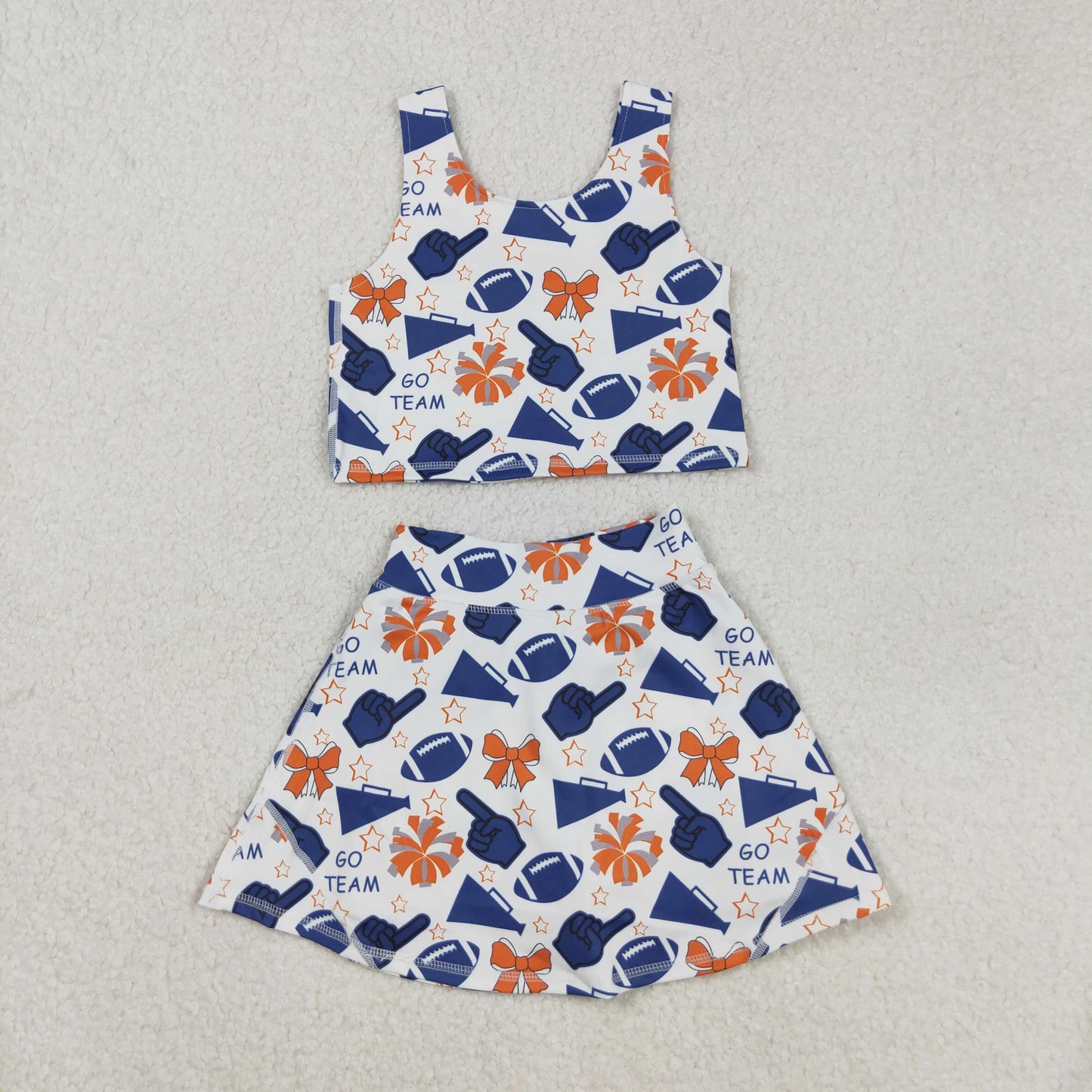 RTS NO MOQ Sibling baby girl clothes team cheer skirt yoga sets