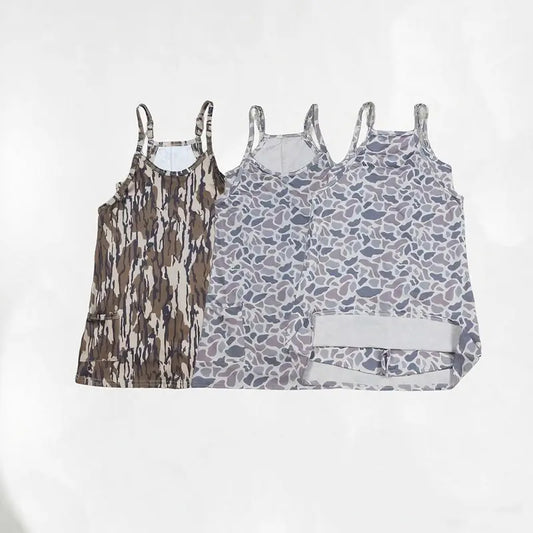 RTS NO MOQ Sibling baby girl clothes camouflage suspender yoga dresses