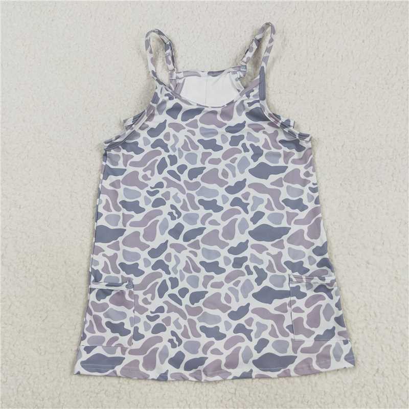 RTS NO MOQ Sibling baby girl clothes camouflage suspender yoga dresses 6