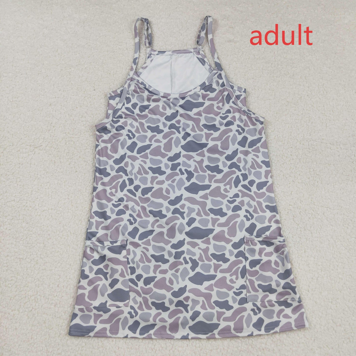 RTS NO MOQ（In Stock) GSD2733 Women's Gray-Blue Camouflage Pocket Yoga Slip Dress