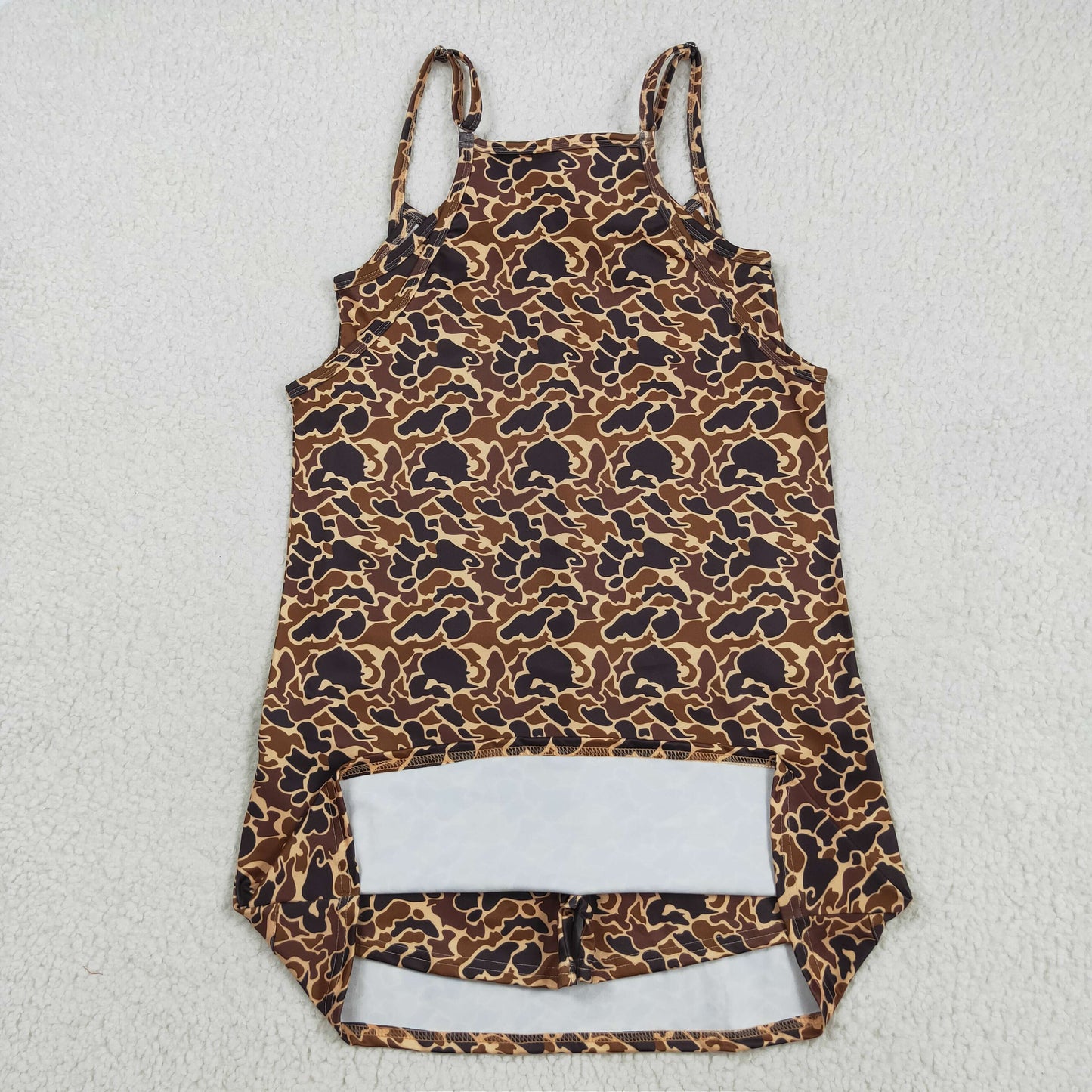 RTS NO MOQ（In Stock) GSD2735 Adult women's brown camouflage pocket yoga slip dress