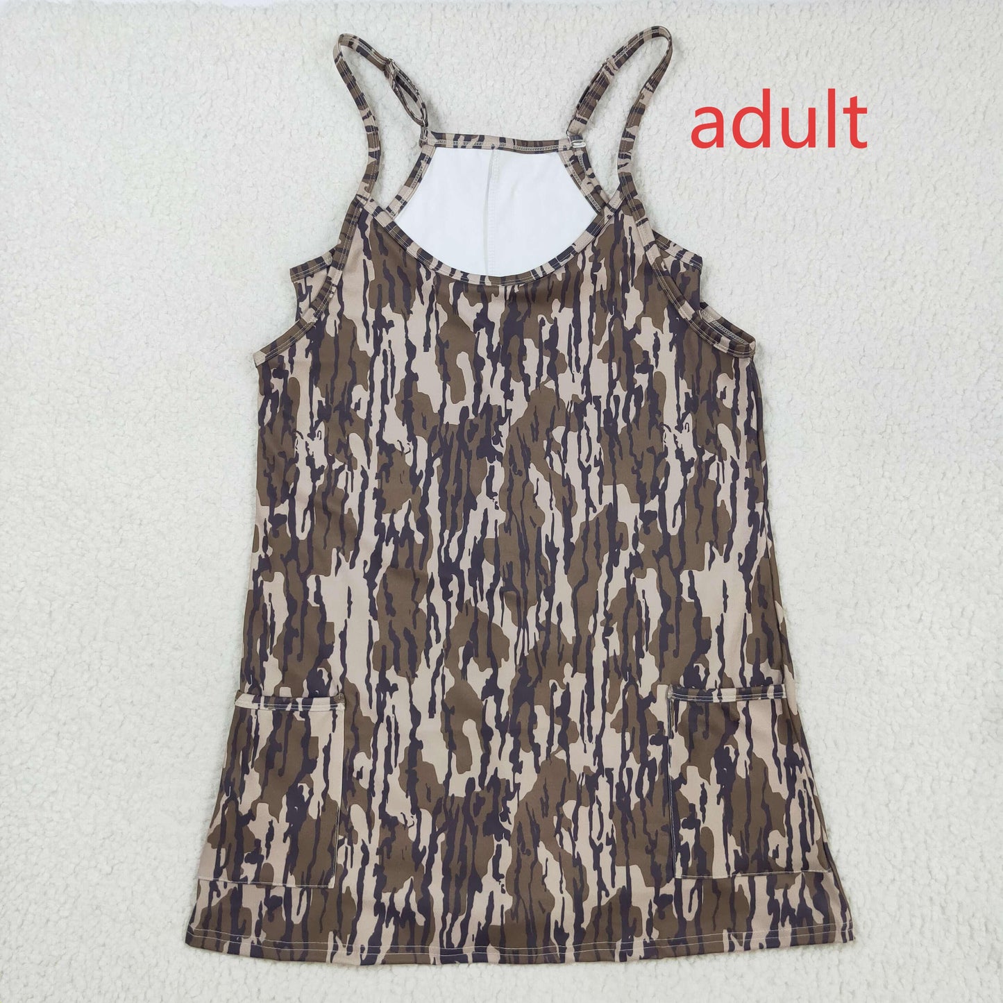 RTS NO MOQ（In Stock) GSD2744 Adult women's military green camouflage pocket yoga slip dress