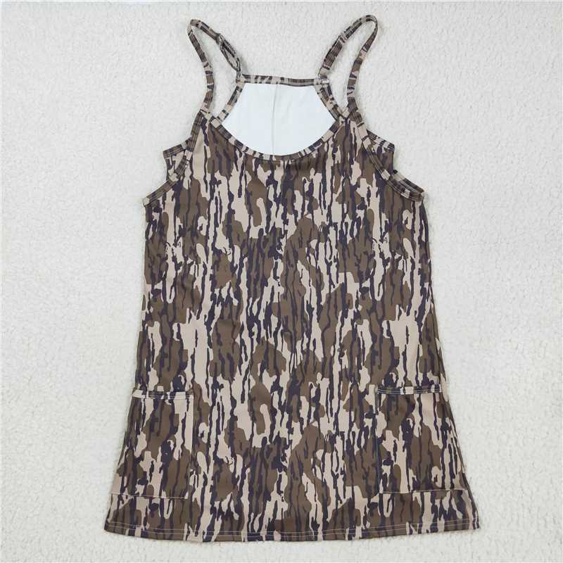 RTS NO MOQ Sibling baby girl clothes camouflage suspender yoga dresses 6