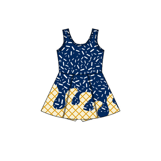 (Pre Order) No moq GSD2753 PRE-ORDER baby girl clothes team yoga blue sleeveless dress-2025.7.5