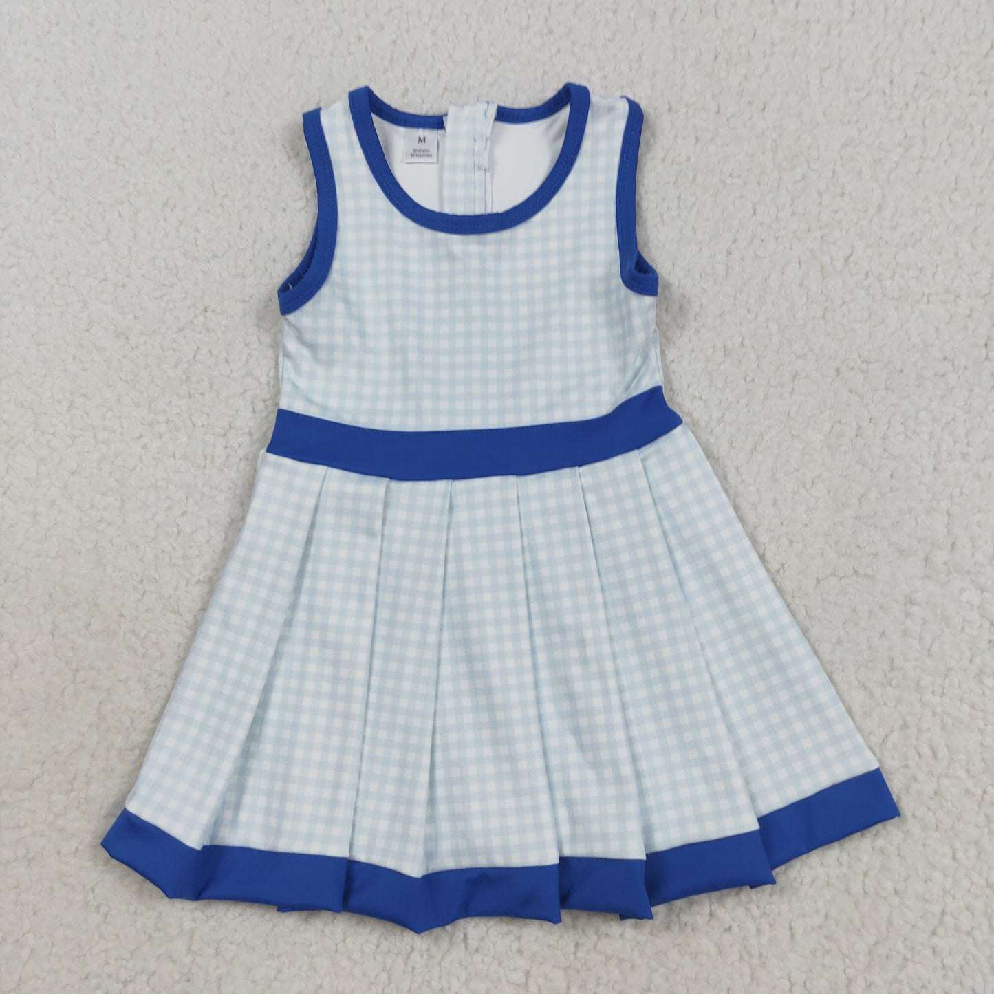 RTS NO MOQ（In Stock) GSD2759 Blue Plaid Sleeveless Yoga Dress