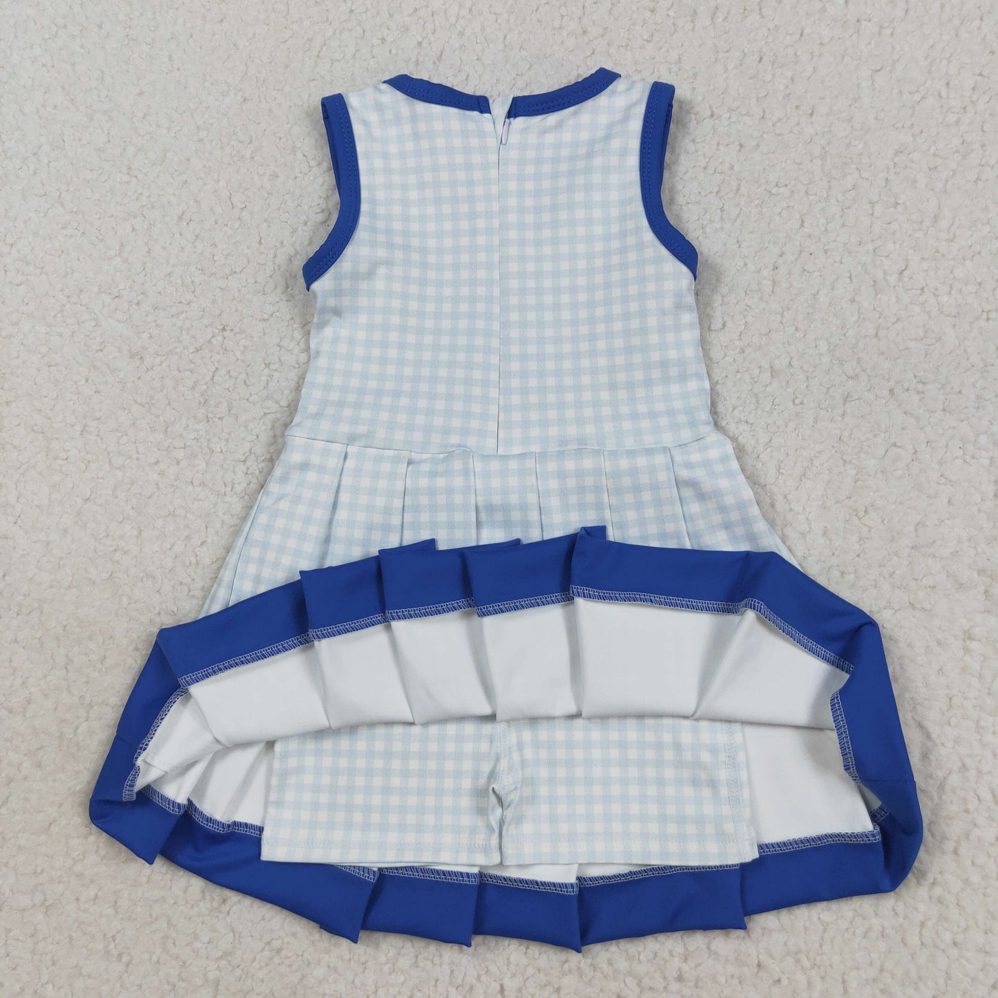 RTS NO MOQ（In Stock) GSD2759 Blue Plaid Sleeveless Yoga Dress