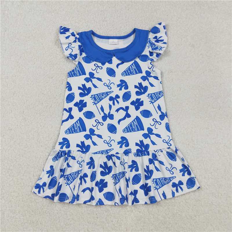 RTS NO MOQ Sibling baby girl clothes team bow flying sleeve dresses
