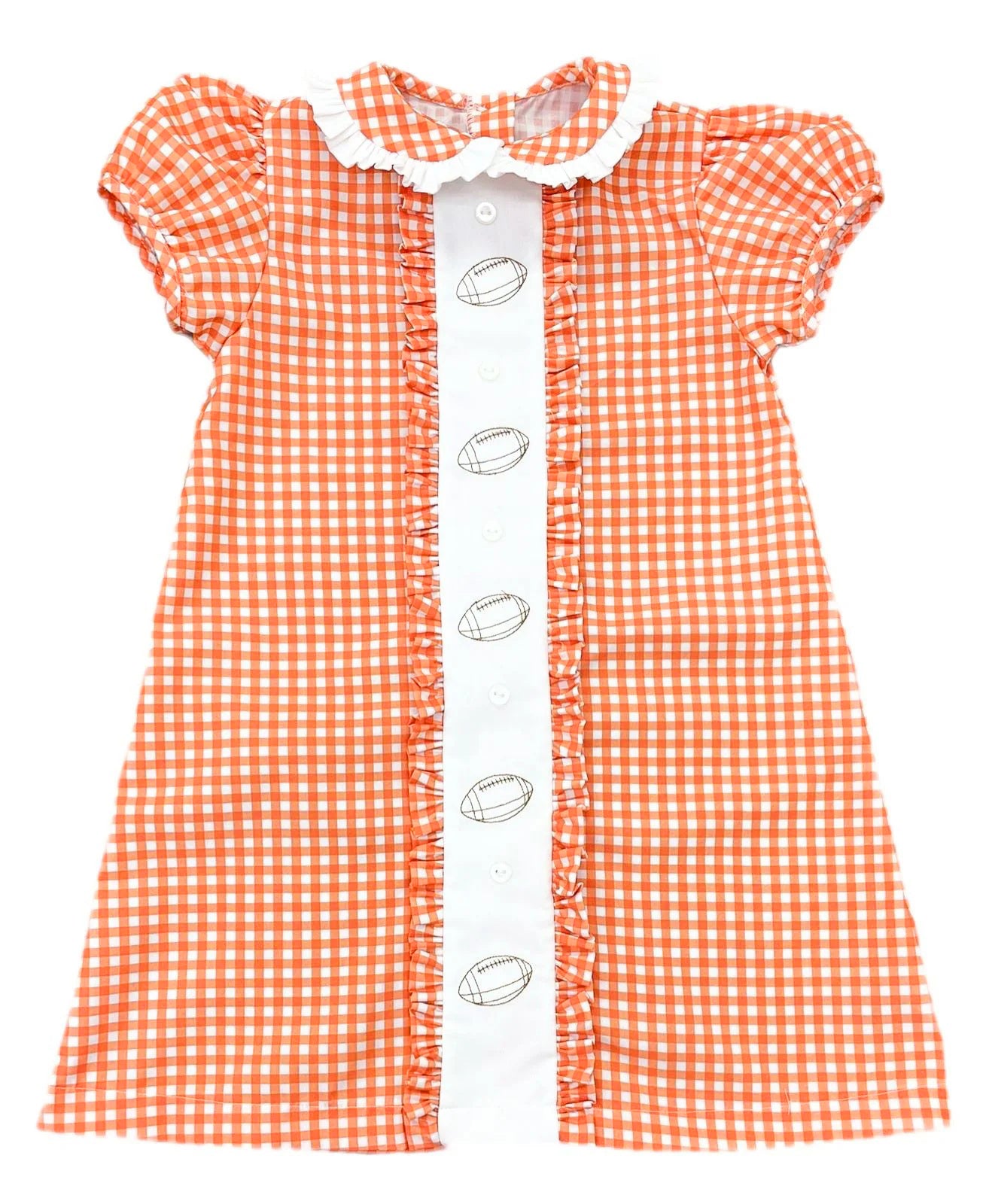 (Pre Order) No moq GSD2797 PRE-ORDER baby girl clothes rugby orange short sleeve dress-2025.8.11