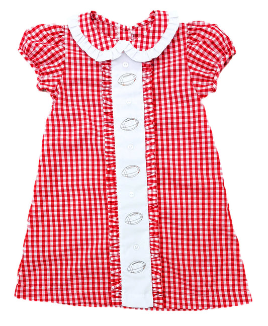 (Pre Order) No moq GSD2798 PRE-ORDER baby girl clothes rugby red short sleeve dress-2025.8.11