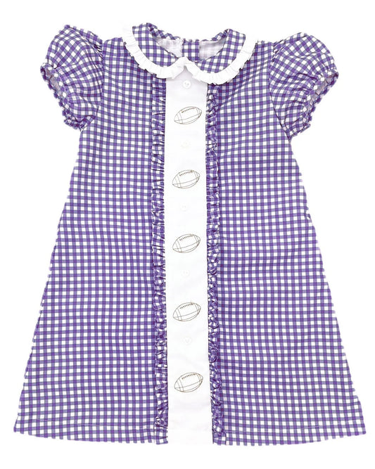 (Pre Order) No moq GSD2799 PRE-ORDER baby girl clothes rugby purple short sleeve dress-2025.8.11