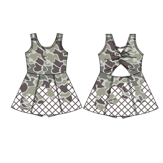 (Pre Order) No moq GSD2819 PRE-ORDER baby girl clothes yoga camouflage Sleeveless kids girls athletic dresses-2025.9.17