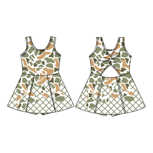 (Pre Order) No moq GSD2820 PRE-ORDER baby girl clothes yoga camouflage Sleeveless kids girls athletic dresses-2025.9.17