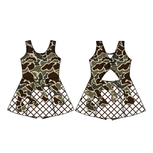 (Pre Order) No moq GSD2821 PRE-ORDER baby girl clothes yoga camouflage Sleeveless kids girls athletic dresses-2025.9.17